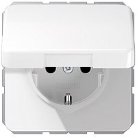 Розетка с заземлением без рамки Jung CD500 1-м. крышка шторки для IP44 белый картинка